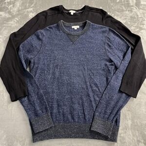 Gap Sweaters Mens L Cotton Cashmere Black Blue Knit Crew Pullover Bundle Minimal